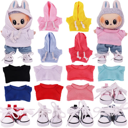 Doll Clothes Set For labubu 17cm Plush Doll Accessories Girl's Toys Birthday And Christmas Gifts Good Vibrations