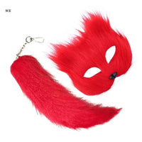 Faux Furs Foxes Tail Cats Mask Therian Mask and Tail Halloween Cosplays Party GOOD Vibrations