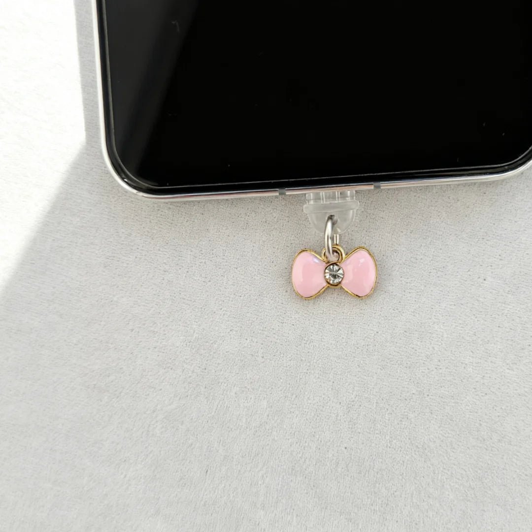 Pink Bow-Shaped Phone Dust Plug, Cute Bow Design, Sweet and Adorable Phone Accessory Good Vibrations