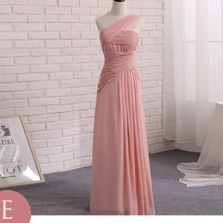 Customized Chiffon Dusty Pink Bridesmaid Dress Wedding Party Gowns Sweet Memory Bride Robes Formal Gowns For Long Prom Dresses Good Vibrations