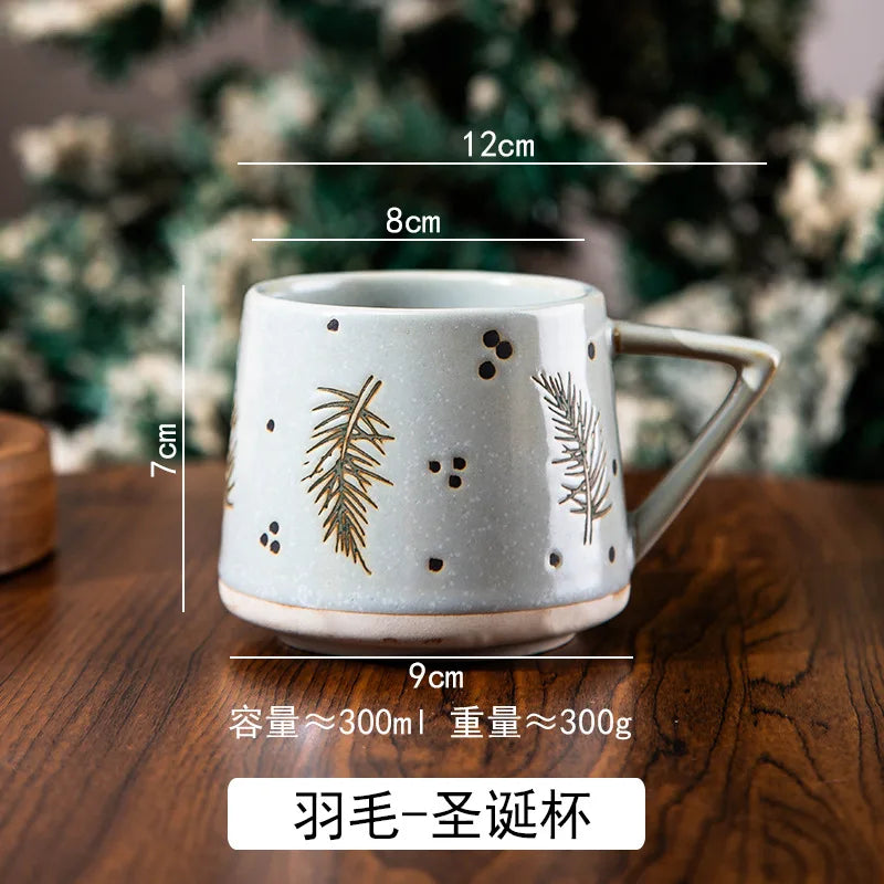 300ml Christmas Gift Creamic Mug Milk Water Cup Breastfast Coffee Mugs Office School Mugs for Drink Holiday Kitchen Drinkware Good Vibrations