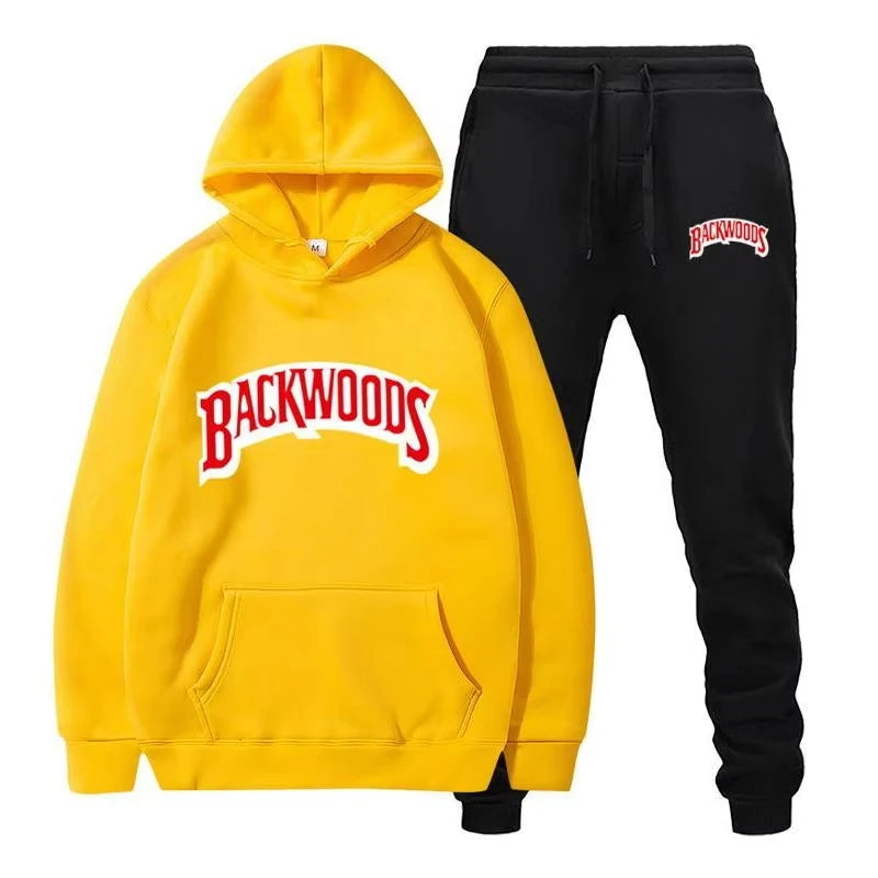 Winter Hoodie Sets Men Fashion Fleece Red Hoodies Black Brand Pants Casual Jogger Suit Tracksuit Sweatshirt Woman Pullover Good Vibrations