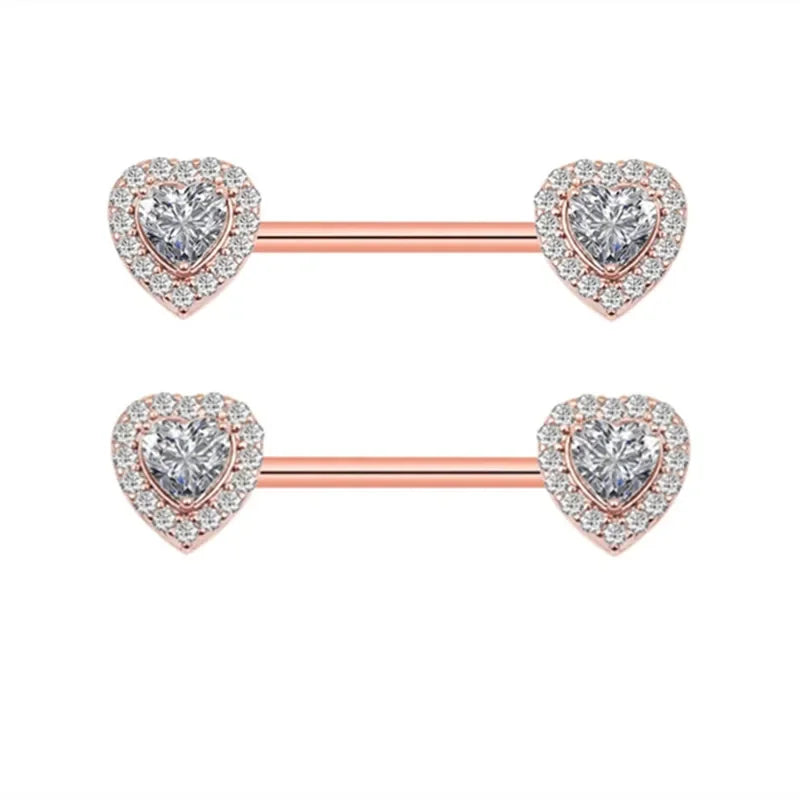 Pink Heart Nipple Piercing Barbell Set Shiny Crystal Nipple Rings Bulk For Women Flower Nippel Jewelry Pack Piercing Teton Lots Good Vibrations Adult Super Store