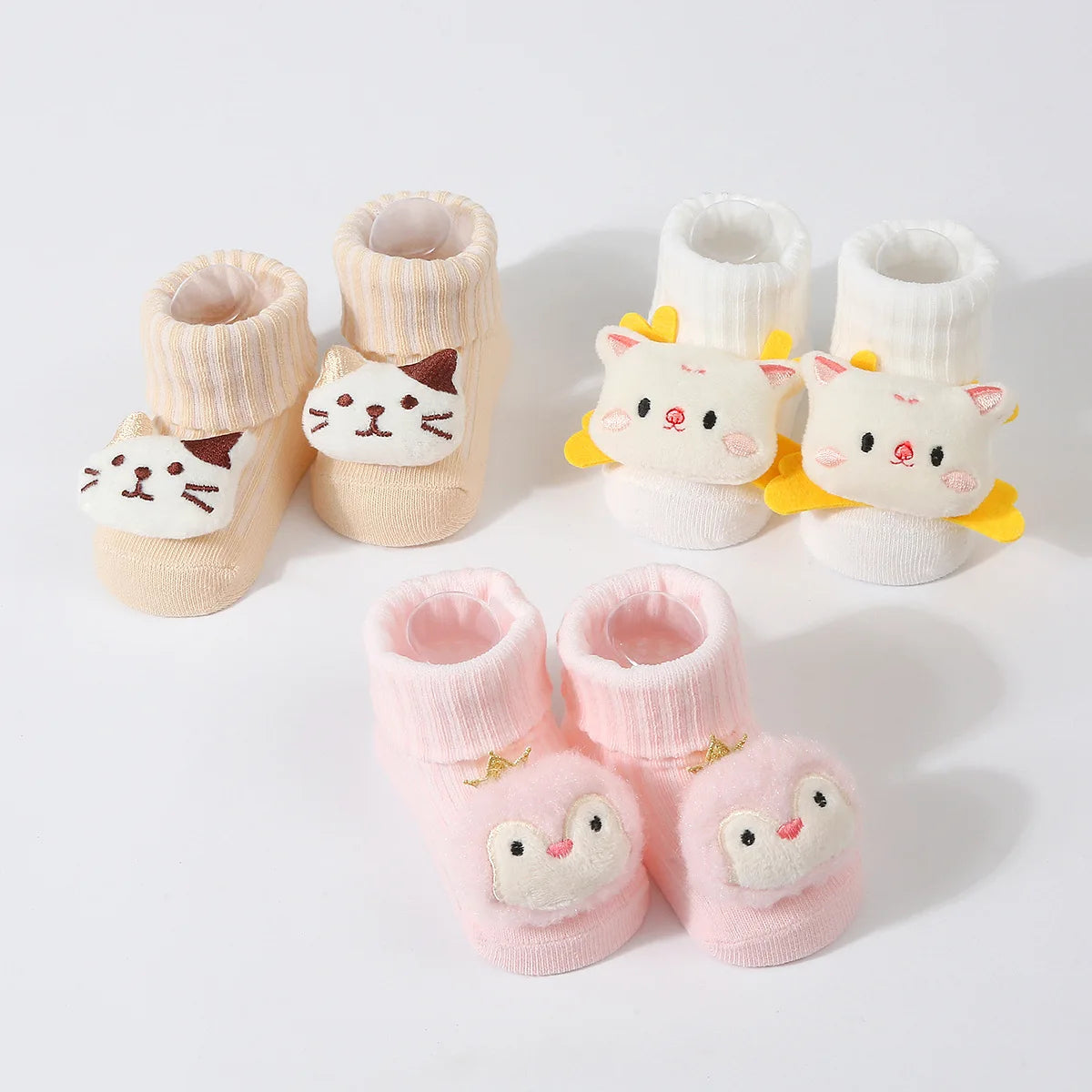 0-6 Months Socks for Newborns Baby Girls Boys Soft Cotton Socks Spring Autumn Cute Cartoon Animal Doll Infant Floor Sock Good Vibrations