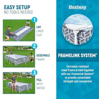 Steel Pro 12' x 6' 7 x 26 Rectangle Above Ground Outdoor Swimming Pool Set with DuraPlus Liner and FrameLink System in Gray for Good Vibrations