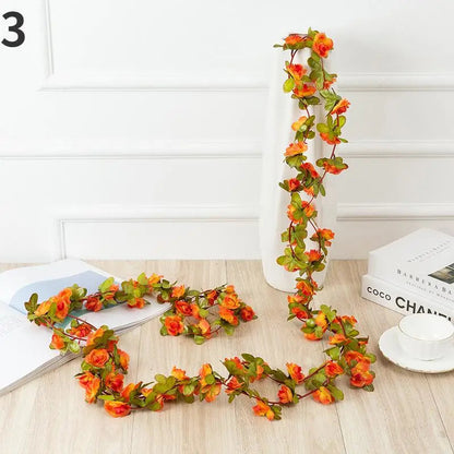 250CM Rose Artificial Flowers Christmas Garland for Wedding Home Room Decoration Spring Autumn Garden Arch DIY Fake Plant Vine Good Vibrations