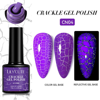 LILYCUTE 7ml Crackle Gel Nail Polish Quick Dry Marble Cracking Effect Gel Semi Permanent Soak Off Nail Art Varnish Manicure Good Vibrations