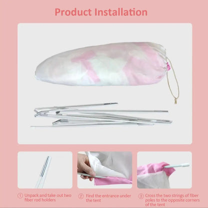 Princess children's tent. A role-playing themed playhouse in pink and blue, suitable for both indoor and outdoor use. Good Vibrations