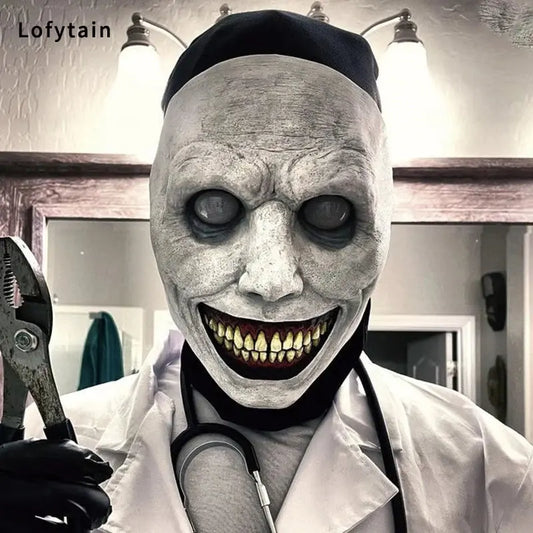 Horror The Exorcist Smiling Face Demon Mask Cosplay Evil Creepy Ghost Skull Plastic Masks Halloween Carnival Party Costume Props Good Vibrations