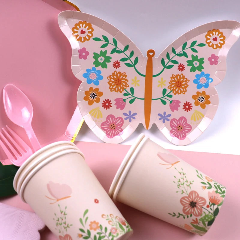 Hawaiian Pink Party Decoration Disposable Tableware Flower Summer Plate Paper Cup Napkin Birthday Decor Wedding Party Supplies Good Vibrations