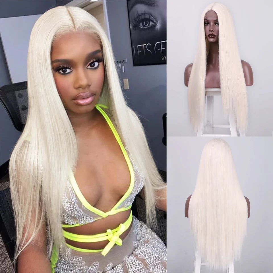 I's a wig Long Straight White Cosplay Wigs Synthetic Wigs for Women 60 613 Blonde Grey Pink Black Color for Daily Party Lolita Good Vibrations