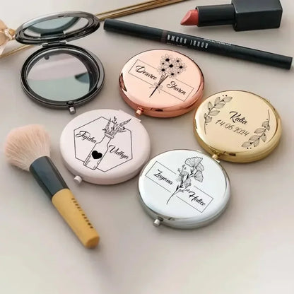 1PCS Free Personalized Custom Mirror Bridesmaid Mini Pocket Makeup Mirrors Dual Sides Cosmetic Bridesmaid Proposal Birth Gift Good Vibrations