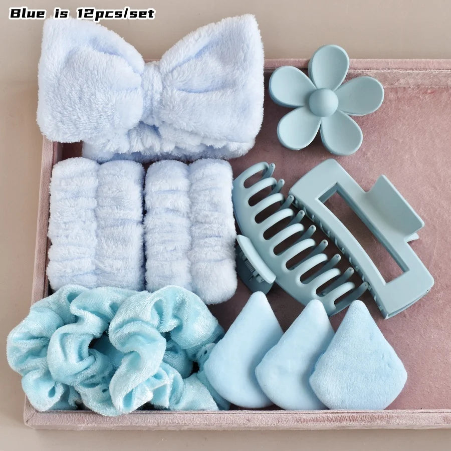 12PCS/SET Ladies Multi-Color Autumn and Winter Plush Hair Accessories Set Daily SPA Makeup Face Ultra-Practical Toiletry Set Lad Good Vibrations
