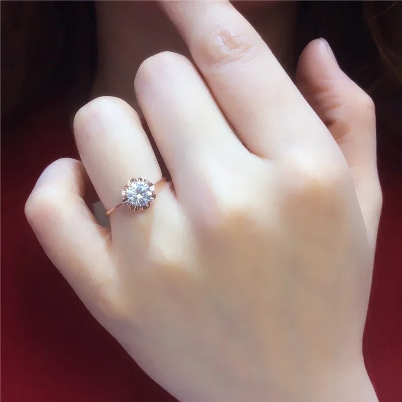 White Shiny Flower Jewelry Set Plated  Rose Gold Earrings for Women Charms Rings Necklace Elegant Light Luxury Necklaces Good Vibrations