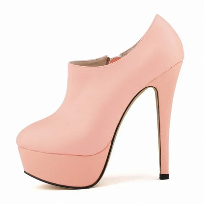 Women Boots Sexy Stilettos Fashion Autumn Winter 14cm Round Toes High Heels Ladies Casual Platform Pumps Leather Party Shoes Good Vibrations