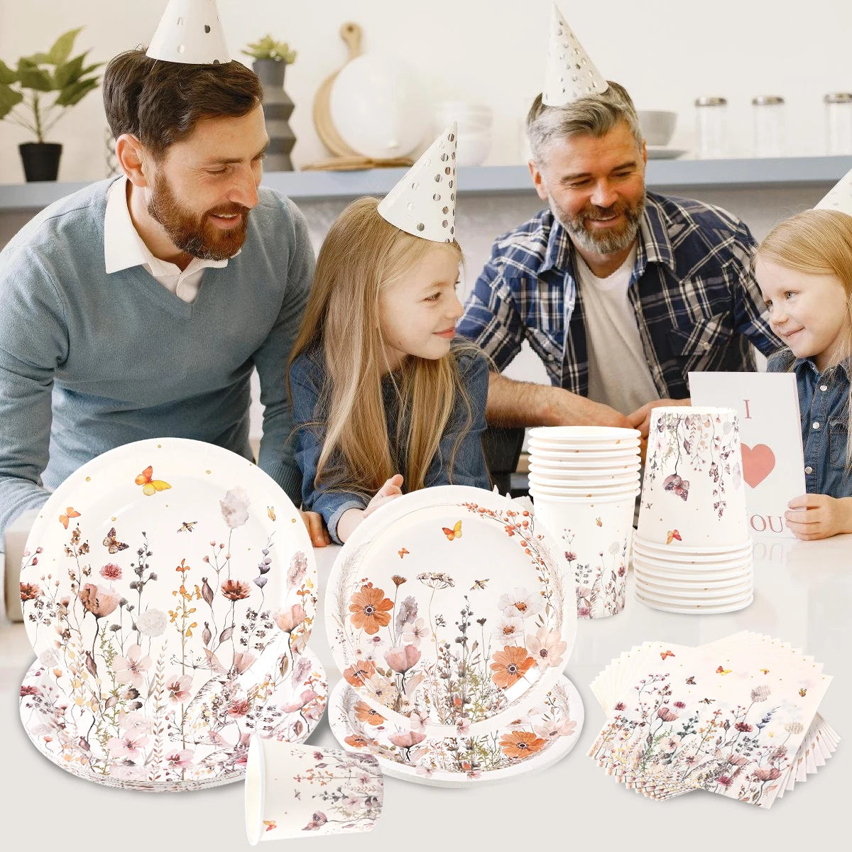 Spring Wild Flower Disposable Tableware Birthday Party Decor Wild Floral Paper Plates Cups Napkins Wedding Baby Shower Supplies Good Vibrations