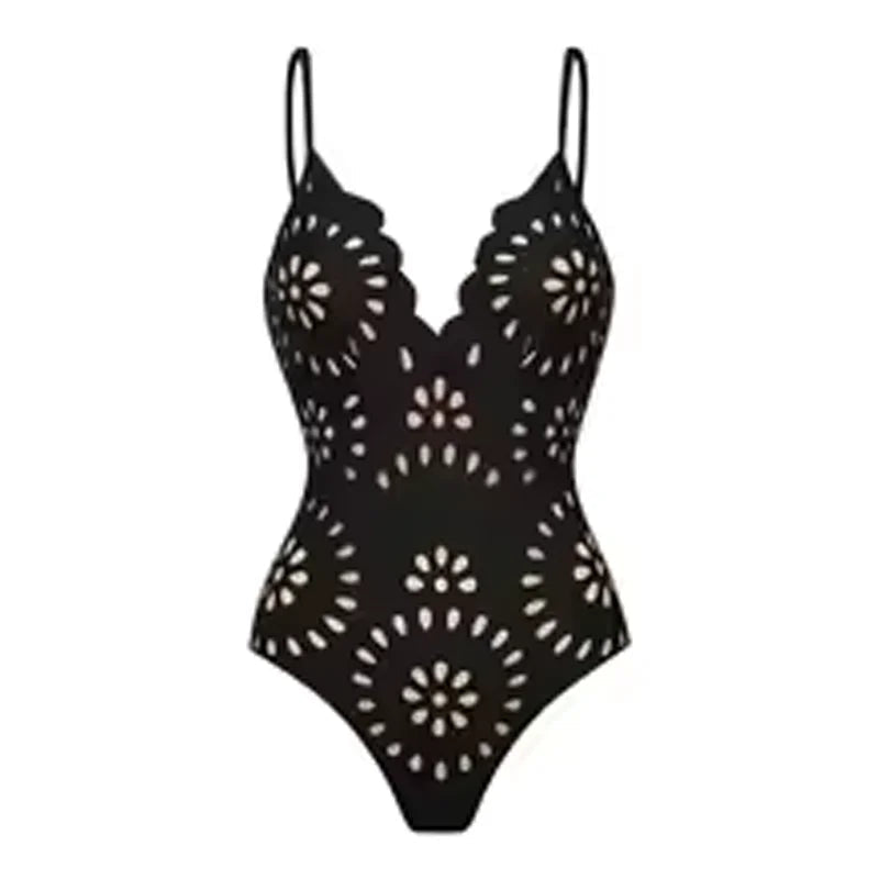Sexy Women's Lace Hollow Breathable Swimsuit Set Solid Color Backless 2 Piece Beach Beachwear Swimwear Women Beach Swimsuit Good Vibrations