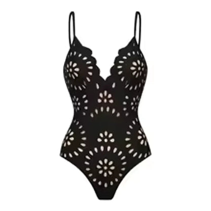 Sexy Women's Lace Hollow Breathable Swimsuit Set Solid Color Backless 2 Piece Beach Beachwear Swimwear Women Beach Swimsuit Good Vibrations