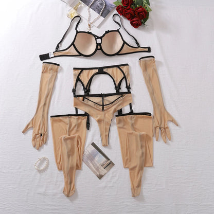 MUZISKAT Exotic Sexy Luxury Ladies Erotic Lingerie Set Mesh Transparent Erotic Backless Hollow Out Sexy Lingerie five-piece Set Good Vibrations Adult Super Store