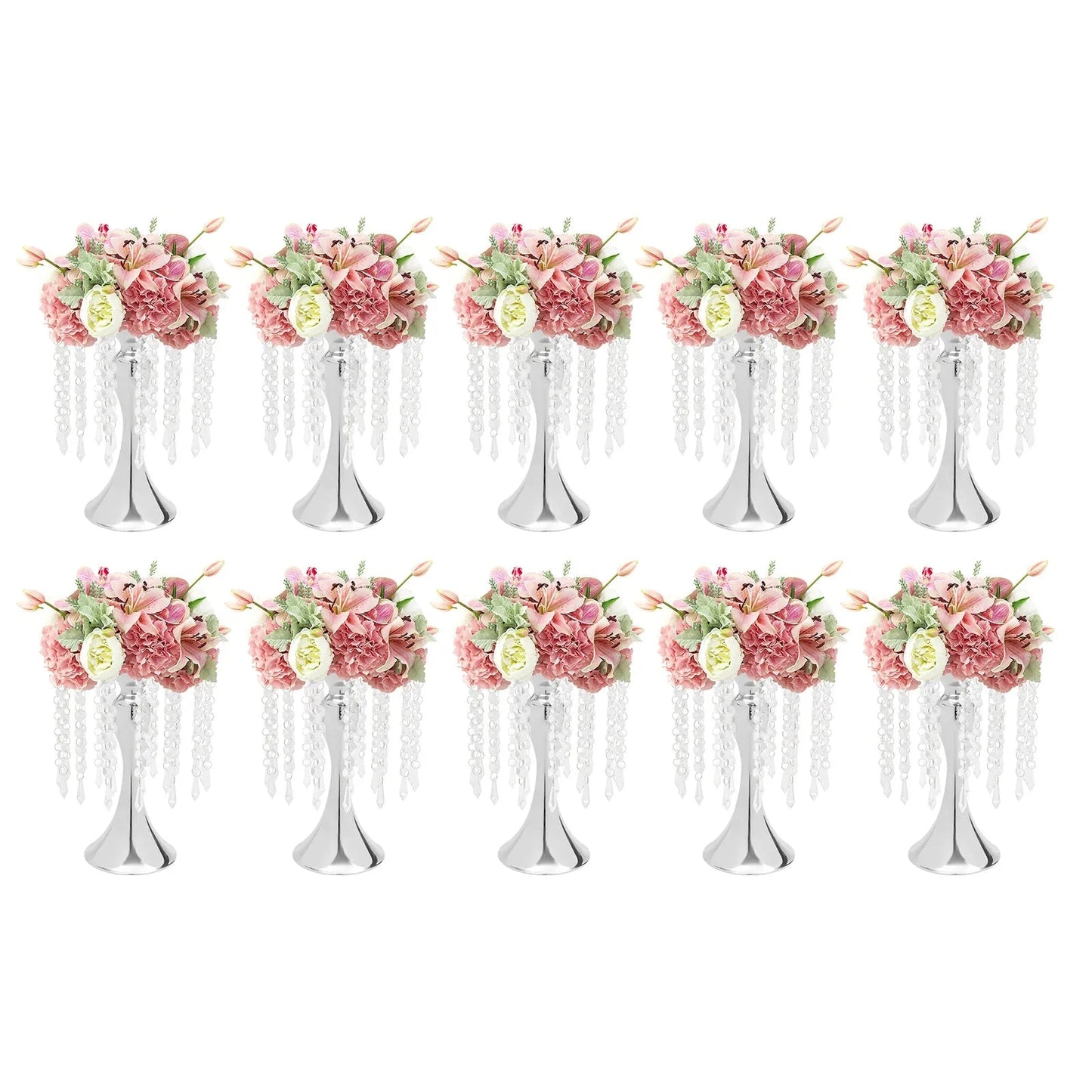 Crystal Flower Stand Wedding Centerpieces Metal Flower Vase Holders for Wedding Party Decor (Gold/Silver) Good Vibrations