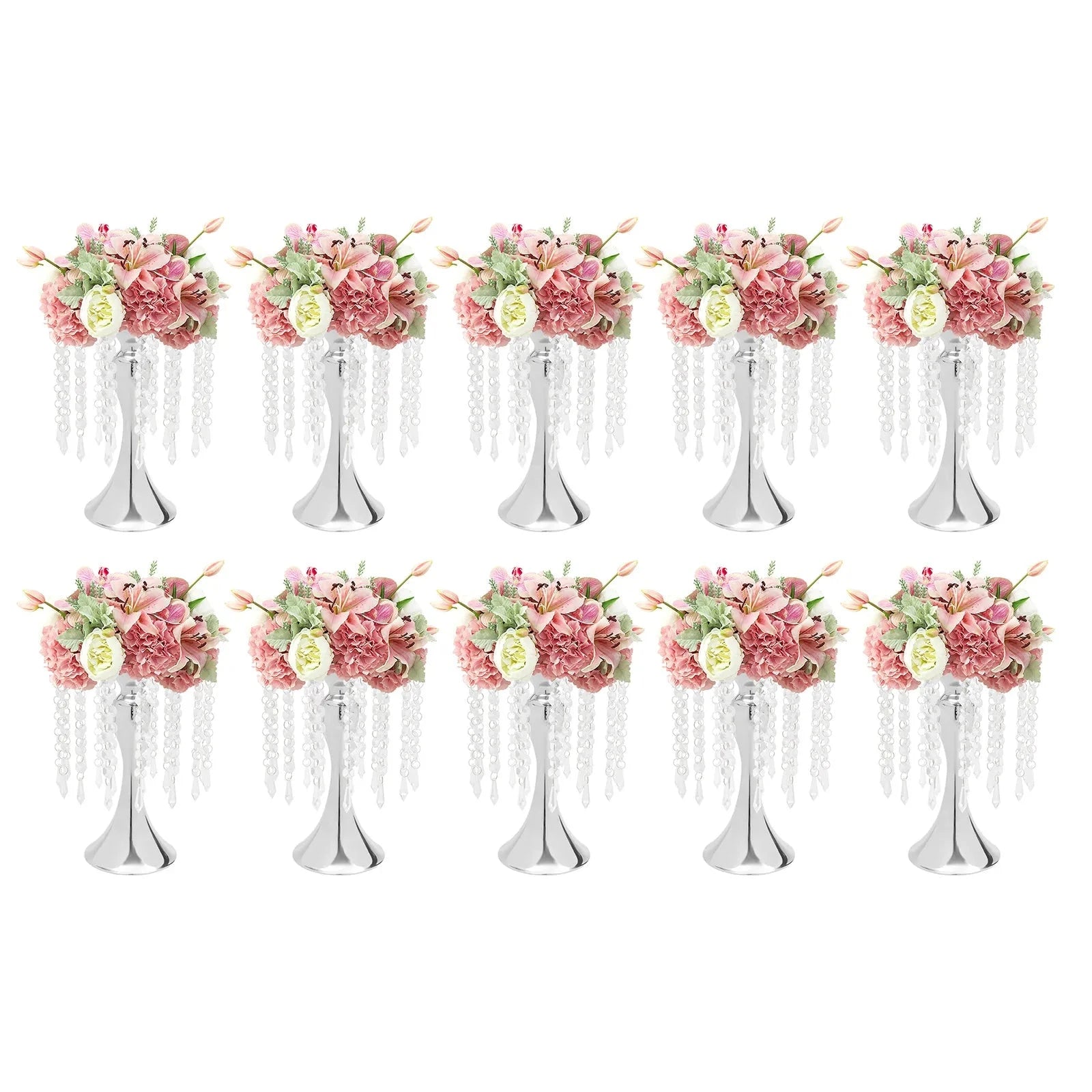 Crystal Flower Stand Wedding Centerpieces Metal Flower Vase Holders for Wedding Party Decor (Gold/Silver) Good Vibrations
