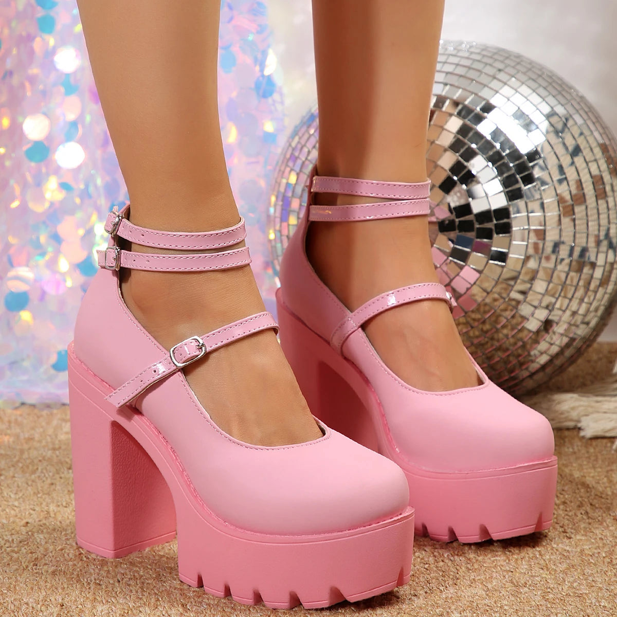 High Heels Women Mary Janes Shoes Woman Platform Fashion Sandals Women Summer New Dress Lolita Shoes Chunky Pumps Zapatos Mujer Good Vibrations