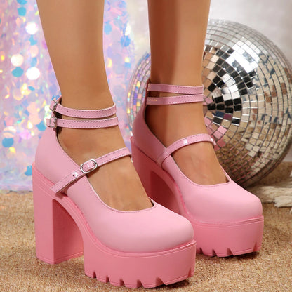 High Heels Women Mary Janes Shoes Woman Platform Fashion Sandals Women Summer New Dress Lolita Shoes Chunky Pumps Zapatos Mujer Good Vibrations
