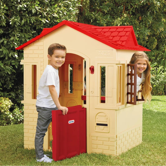 Kids Cape Cottage Playhouse Indoor Outdoor Playhouse with Working Doors Windows Easy to Assemble Role Play Activity Good Vibrations