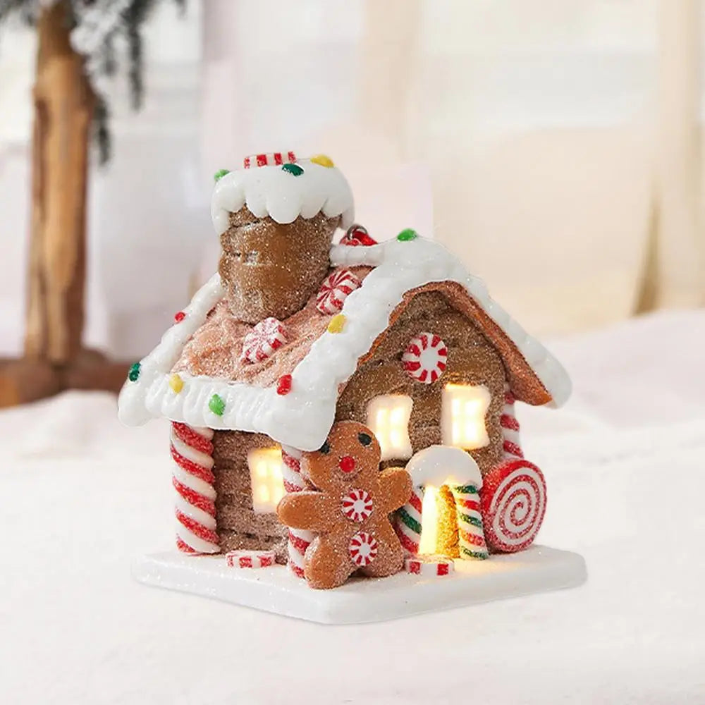 Gingerbread House Tree Topper Light Up Mini Gingerbread House Ornaments Soft Clay Fairy Tale Candy House For Christmas Tree Good Vibrations