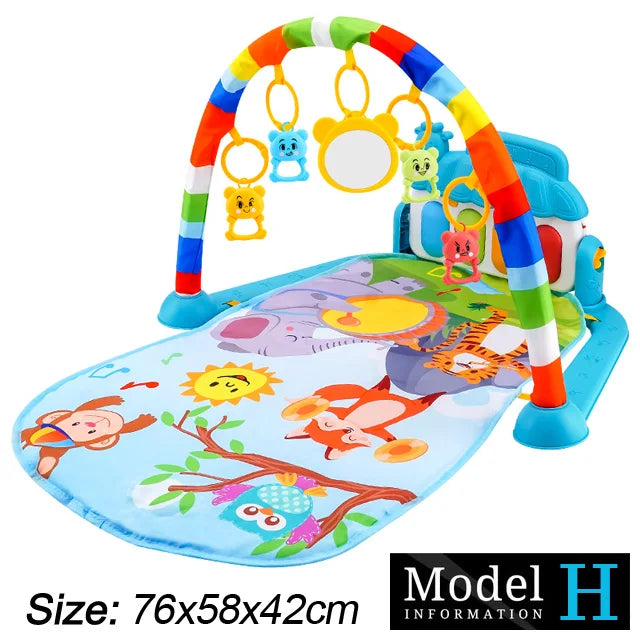 Baby Fitness Stand Music Play Gym Activity Toys Newborn Piano Crawling Blanket Pedal Game Pad Early Education 0-36 Months Gifts Good Vibrations