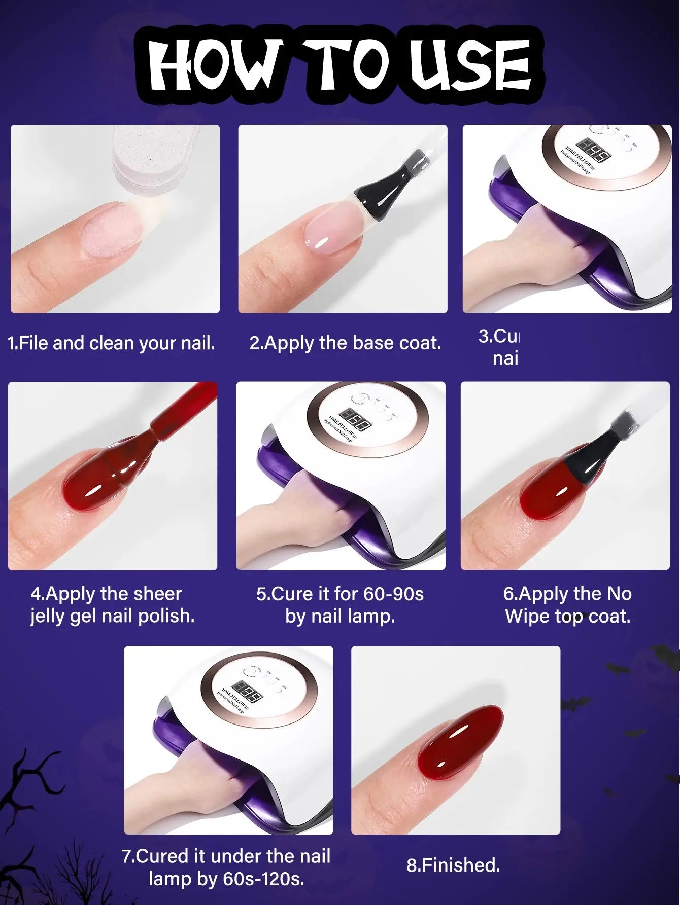 6 Colors Halloween Orange PINK Black Gel Nail Polish Set Black White Nail Gel Kit Soak Off UV LED Minicure DIY for Party Good Vibrations