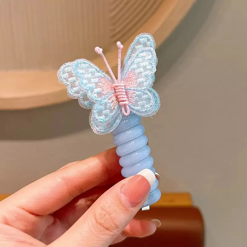Cute Butterfly Hair Ties High Elasticity Phone Cord Scrunchie Resin and Polyester Headwear Suitable Daily Wear Hair Accessories Good Vibrations
