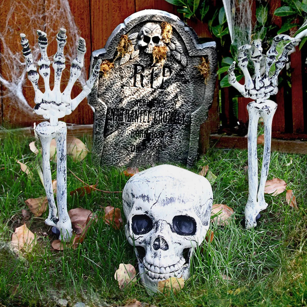 Halloween Skeleton Decoration Halloween Horror Buried Alive Skeleton Skull Garden Yard Lawn Decor For Party Creepy Props Good Vibrations
