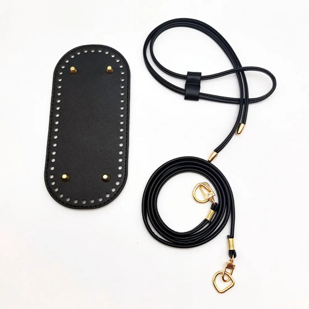 3Pcs DIY Purse Making Kit with Chain PU Leather Bucket Bag Base & Shoulder Strap Crochet Handbag Accessories ﻿ Good Vibrations