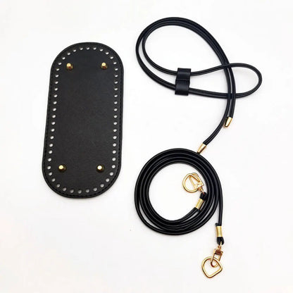3Pcs DIY Purse Making Kit with Chain PU Leather Bucket Bag Base & Shoulder Strap Crochet Handbag Accessories ﻿ Good Vibrations