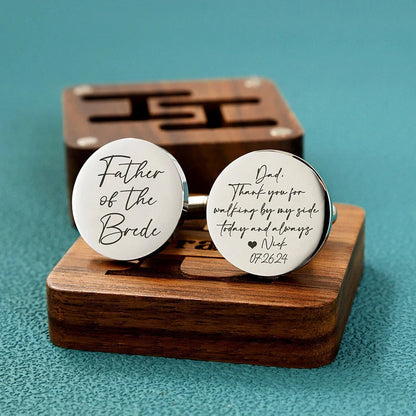 Personalized Wedding Cufflinks Father of the Bride Gift Custom Groomsmen Cufflinks from Bride Good Vibrations