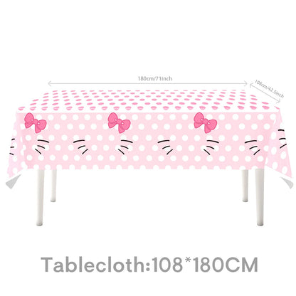 Hello Kitty birthday Decoration Kit Hello Kitty Tablecloth Plate Cup Nakpin Gift Bag Baby Shower Girls party favors hello kitty Good Vibrations