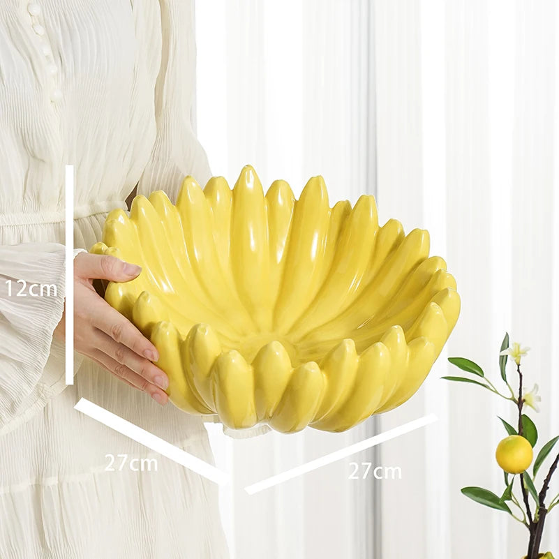 Creative Ceramic Fruit Plate High-End Dining Table Snack Dish Living Room Decorative Ornament for Coffee Table Good Vibrations