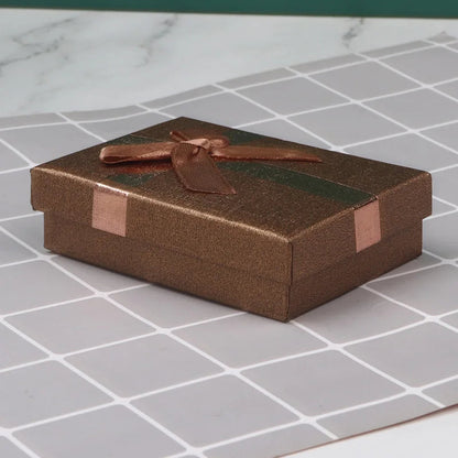 12pcs Cardboard Jewelry Set Bow Gift Box Ring Necklace Bracelets Earring Gift Packaging Boxes With Sponge Inside Rectangle Good Vibrations