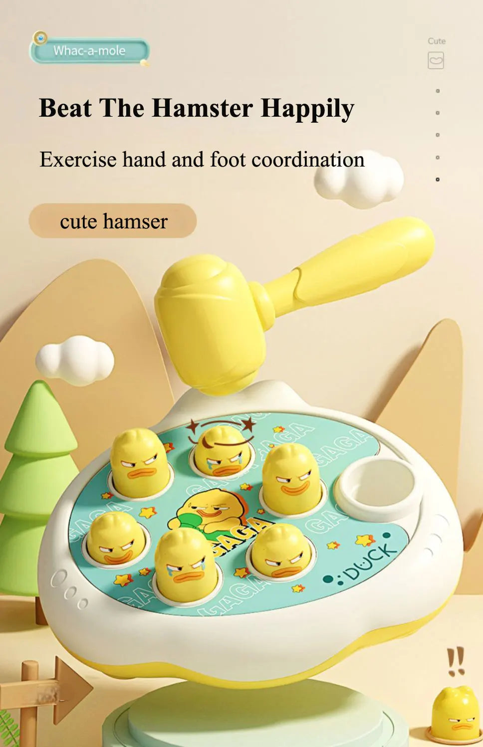 Duck/Frog/Pig Baby Toy Montessori Learning Game Educational Puzzle Gift for 12 24 Months Toddler Boy/Girl with Hammer Good Vibrations