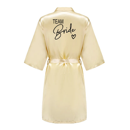 Wedding Party Team Bride Robe With Black Letters Kimono Satin Pajamas Bridesmaid Bathrobe SP003 Good Vibrations