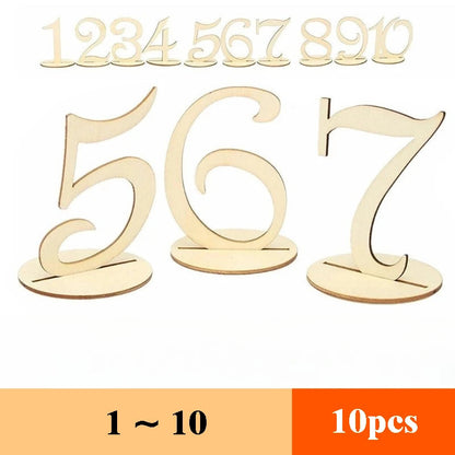 Wooden Table Number 1-20 Creative Digital Three-dimensional Card Wedding Party Decorative Small Ornament Seat Number Table Card Good Vibrations