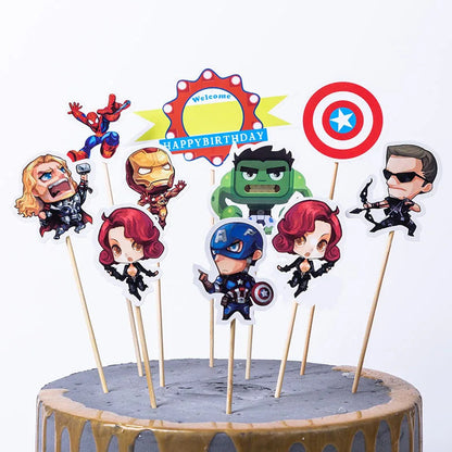 New Avengers Cake Decoration Cake Toppers Birthday Party Supplies Baby Shower Superhero Kids Boys Girls Cup Favors Decoration Good Vibrations