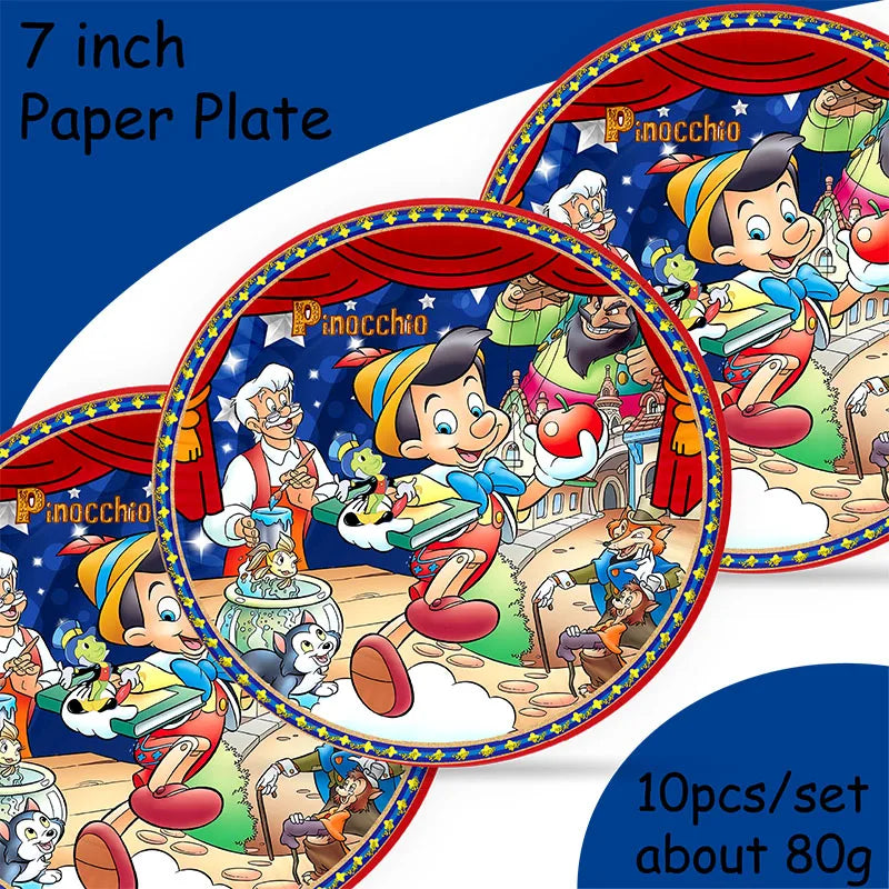 The Adventures of Pinocchio  Birthday Party Decorations Paper Tableware Cake Topper Latex Balloons Baby Shower Party Supplies Good Vibrations