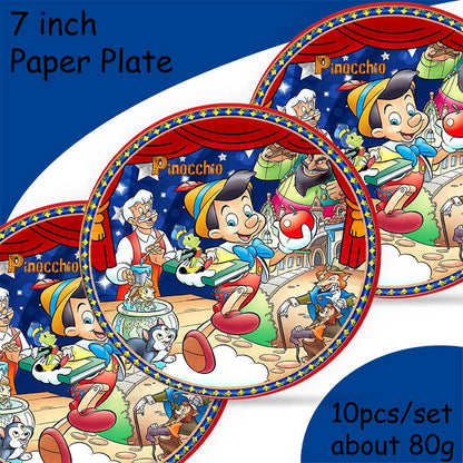 The Adventures of Pinocchio  Birthday Party Decorations Paper Tableware Cake Topper Latex Balloons Baby Shower Party Supplies Good Vibrations