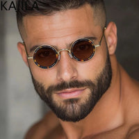 Small Frame Round Steampunk Sunglasses Men 2025 Luxury Brand Retro Punk Sun Glasses For Male Classic Driving Eyewear UV400 Good Vibrations
