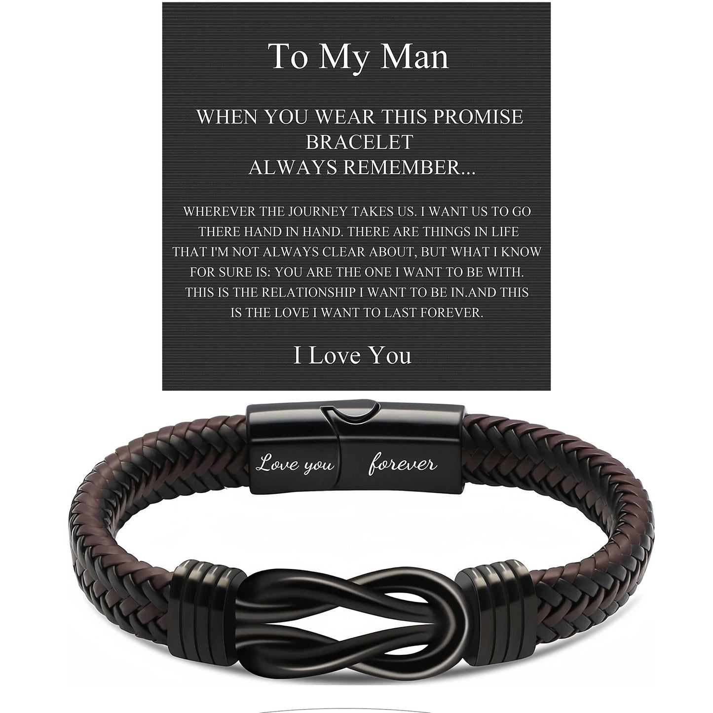 Valentine's Day Gifts for Him, Birthday Gifts for Man, To My Man Gift Bracelets for Man Leather Bracelets for Boyfriend Husband, Good Vibrations
