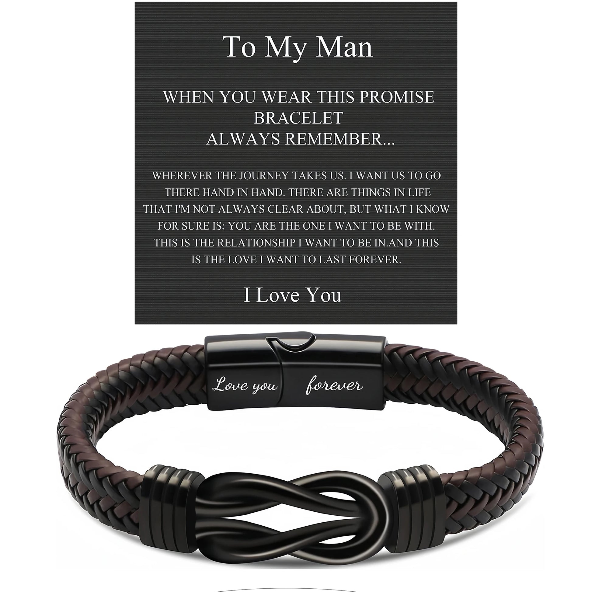 Valentine's Day Gifts for Him, Birthday Gifts for Man, To My Man Gift Bracelets for Man Leather Bracelets for Boyfriend Husband, Good Vibrations