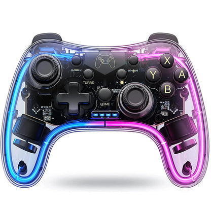 Controller 7039 for Switch With RGB Lights,Turbo,Wake-up Function,Supports Multi-Platform&App Control,Transparent GamePad Good Vibrations