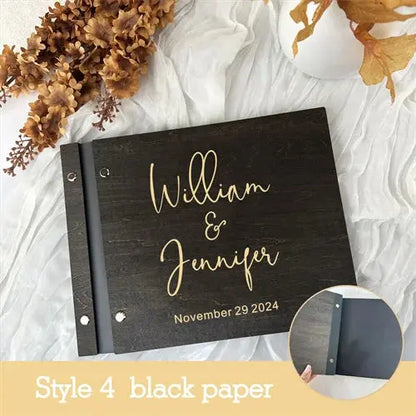 Personalized Guest Book Wedding Album Memory Wooden Adventure Rustic Unique Photo Album For Custom Name Marriage Wedding Gift Good Vibrations